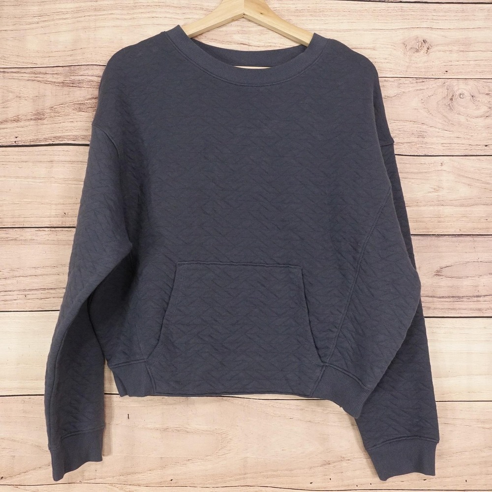 New! All In Motion Sweatshirt Womens S Gray Quilted Pullover Kangaroo Pocket